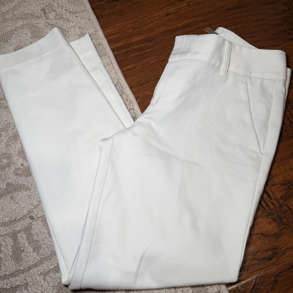 Alice+Olivia Employer Ankle Dress Pants Women Sz 2 Ivory Taper Leg Cotton Blend